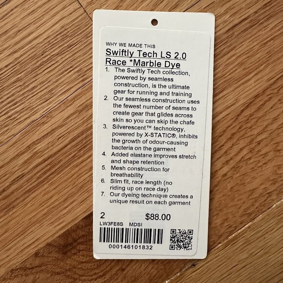 Lululemon Marble Dye Pink Swiftly Tech Long-Sleeve Shirt 2.0 Race Length Size 2 - Picture 4 of 4